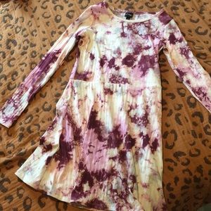 Tie die pink dress with long sleeves new with tags